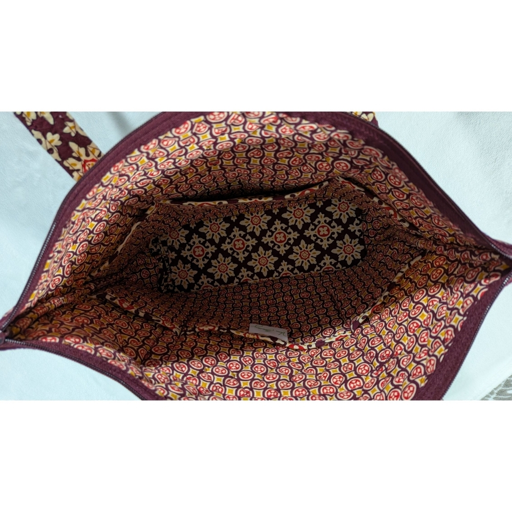 Vera Bradley Villager Burgundy Medallion Quilted Tote Bag - Picture 6 of 16